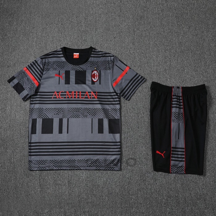 Tuta da Track Milan Manica Corta 2022-2023 Grigio - Pantaloncini